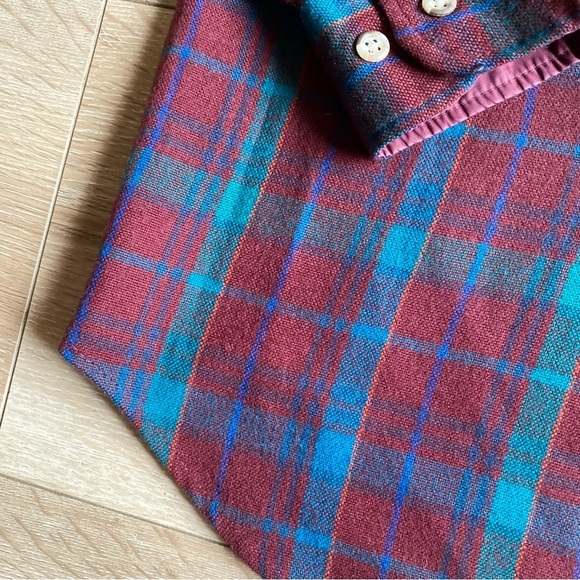 Vintage flannel like button down long sleeve shirt retro plaid - Picture 3 of 6